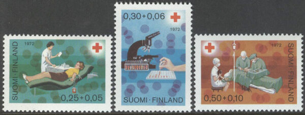 Finland - F  710-712 Röda Korset 1972 Blodtjänst II, 3 kpl **