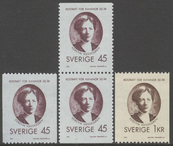 Sverige - F  721-722 Rösträtt för kvinnor 50 år - K Hesselgren, 4 kpl **