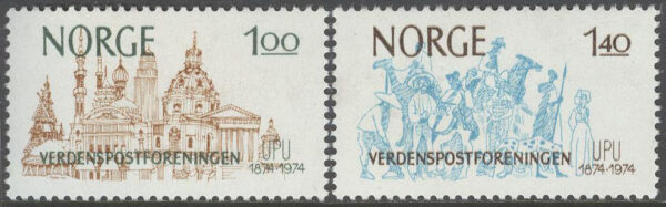 Norge - F  724-725 Världspostföreningen UPU 100 år, 2 kpl **