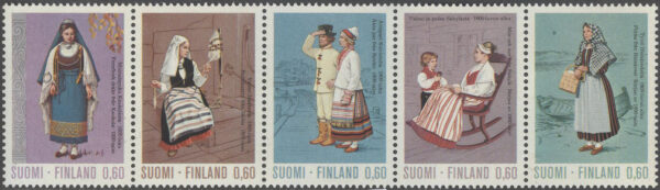 Finland - F  736-740 Folkdräkter från bla Björkö, 5-strip kpl **