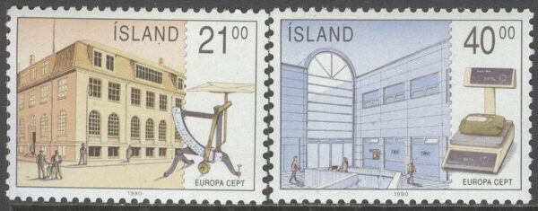 Island - F  763-764 Europa CEPT 1990 Postbyggnader, 2 kpl **