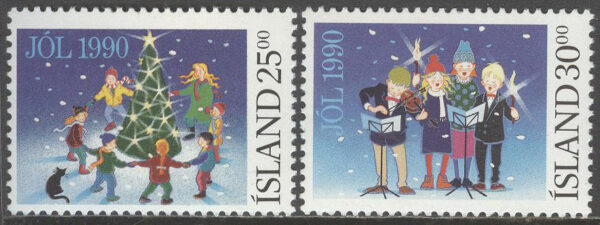 Island - F  773-774 Jul 1990 - Barn, Julgran & Julmusik, 2 kpl **