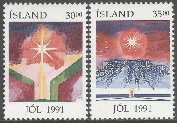 Island - F  795-796 Jul 1991 - Julljus och julstjärna, 2 kpl **