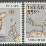 Island – F  799-800 A Europa CEPT 1992 Upptäckten av Amerika, 2 kpl **