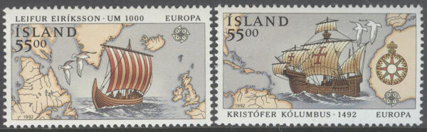 Island - F  799-800 A Europa CEPT 1992 Upptäckten av Amerika, 2 kpl **