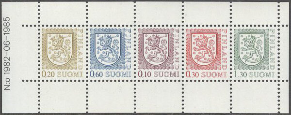 Finland - F  821,764,827,810,920 Vapentyp HBL kpl **