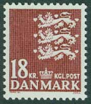 Danmark – F  852 Lilla riksvapnet 18 kr brun **