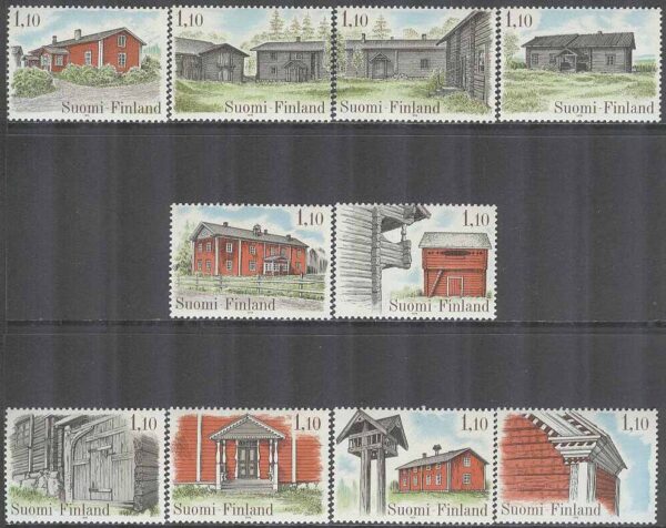 Finland - F  853-862 Bruksserie IV: Finländska allmogebyggnader, 10 kpl **