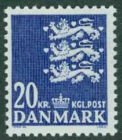 Danmark – F  880 Lilla riksvapnet 20 kr blå **