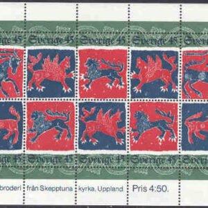 Sverige – F  892-901 (BL 4) Mosaikbroderier, kpl block **