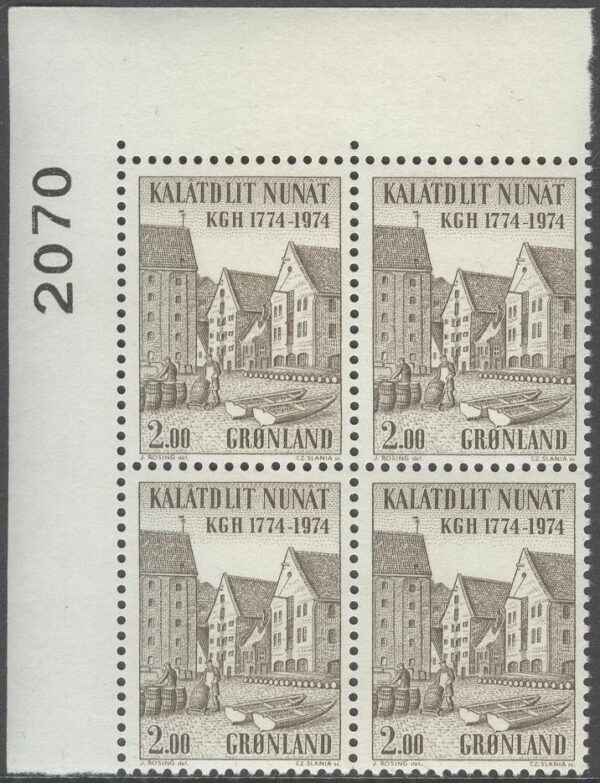 Grönland - F   89 Kungl. Grönländska handeln, KGH 200 år, Hörn 4-Block **