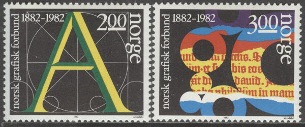 Norge - F  907-908 Grafiska förbundet 100 år, 2 kpl **
