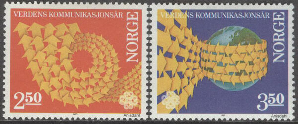 Norge - F  922-923 Världskommunikationsåret 1983, 2 kpl **