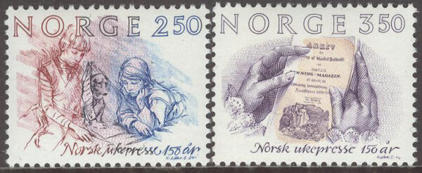Norge - F  946-947 Norsk Veckopress 150 år, 2 kpl **