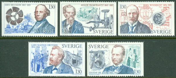 Sverige - F  976-980 Tekniska nydanare, 5 kpl **