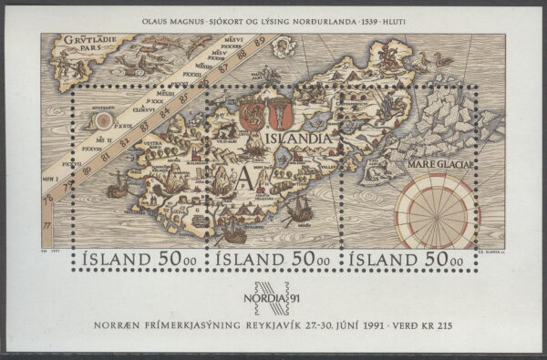 Island - F 781-783 (BL 12) Frimärksutställningen Nordia 91 III, block kpl **