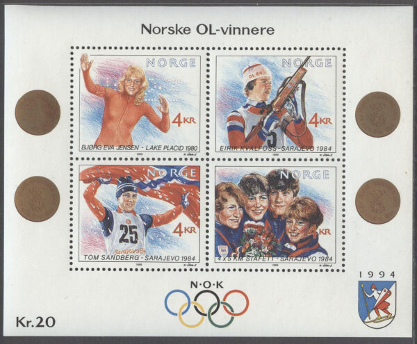 Norge - F BL  12 OS i Lillehammer 1994 - Norska olympiska guldmedaljörer, block **