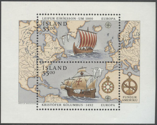 Island - F  799-800 B (BL 14) Europa CEPT 1992 Vikingaskepp, block **