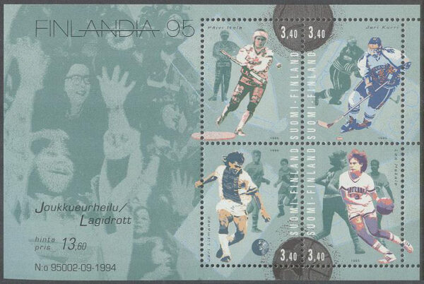 Finland - F 1284-1287 (BL 15) Lagidrott - Finlandia 95 V, miniark kpl  **