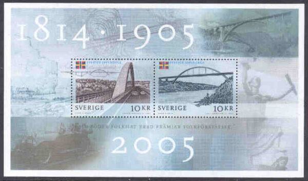 Sverige - F 2500-2501 (BL 17) Unionsupplösningen 100 år, block kpl **
