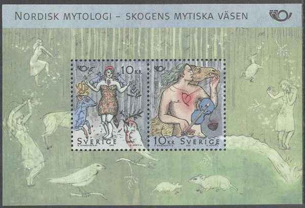Sverige - F 2541-2542 (BL 18) Nordisk Mytologi - Skogens mystiska väsen, block **