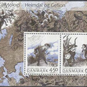 Danmark – F 1689-1690 (BL 41) Nordisk mytologi – Heimdal och Gefion, block kpl **