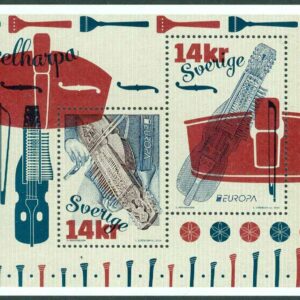 Sverige – F 3013-3014 (BL 41) Europa 2014 – Nyckelharpa, block kpl **