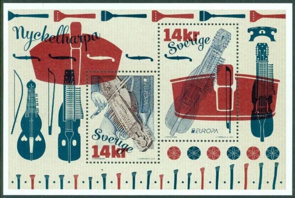 Sverige - F 3013-3014 (BL 41) Europa 2014 - Nyckelharpa, block kpl **