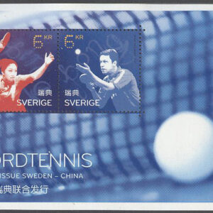 Sverige – F 2970-2971 (BL 38) Bordtennis, bl a Jan-Ove Waldner, block **