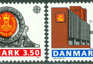 Danmark – F 1001-1002 Europa CEPT 1990. Postbyggnader, 2 kpl **