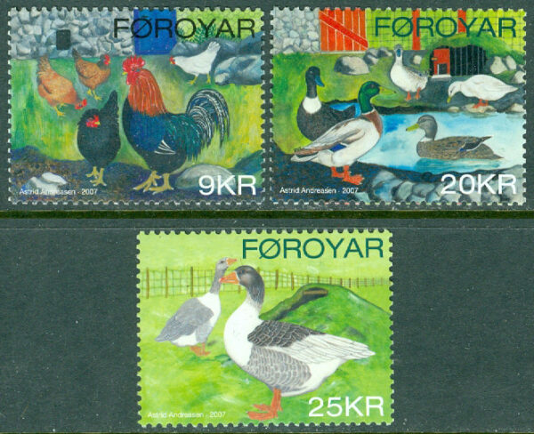 Färöarna - F  609-611 Fjäderfä på Färöarna, 3 kpl **