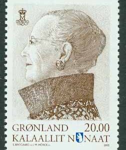 Grönland – F  652 Margrete III, 20.00 kr brungul **