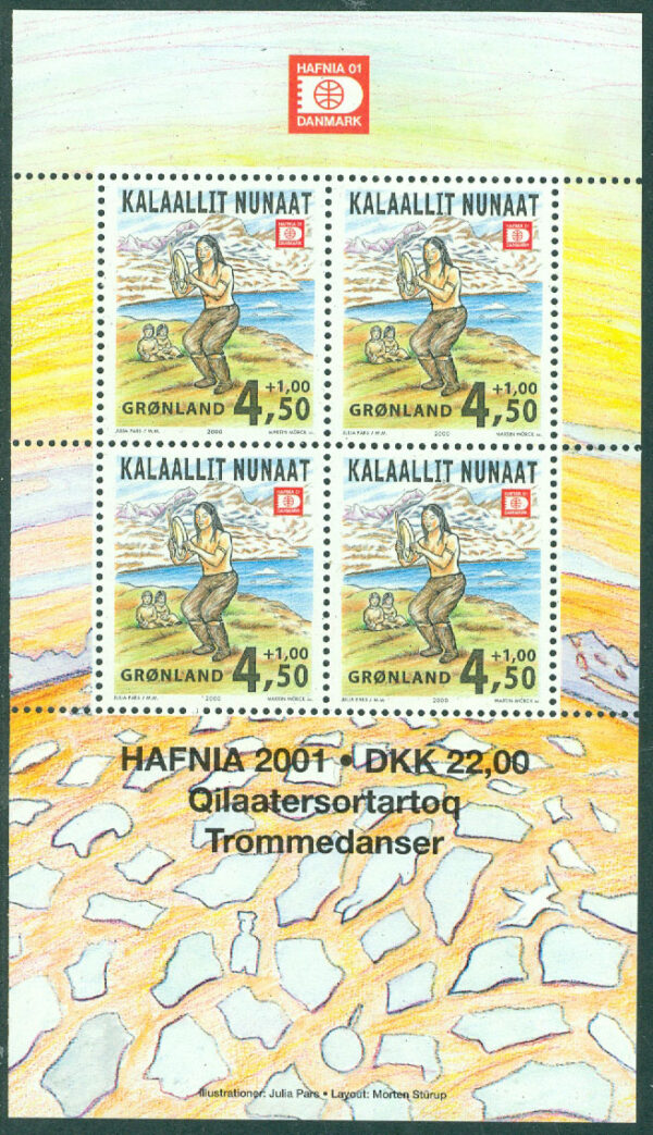 Grönland - F BL  19 HAFNIA 01, trumdansare, block **