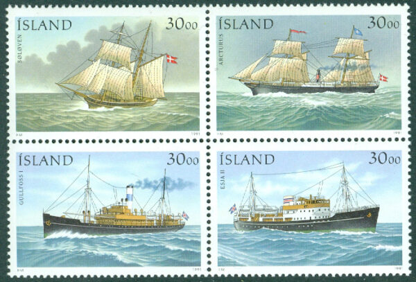 Island - F  791-794 Frimärkets Dag 1991 - Postfartyg I, 4-block kpl **