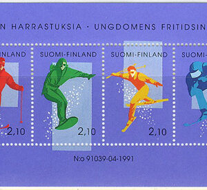 Finland – F 1152-1155 (BL 8) Ungdomens fritidsintressen II  – Utförsåkning, block kpl **