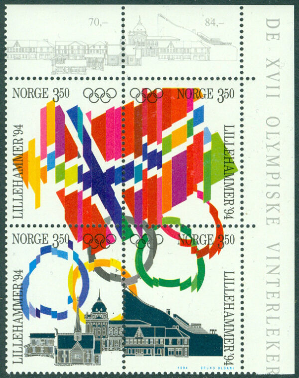 Norge - F 1191-1194 OS i Lillehammer IV, spelens öppnande, hörnfyrblock kpl **