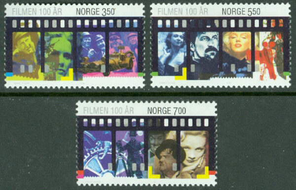 Norge - F 1259-1261 Filmen 100 år i Norge, 3 kpl **