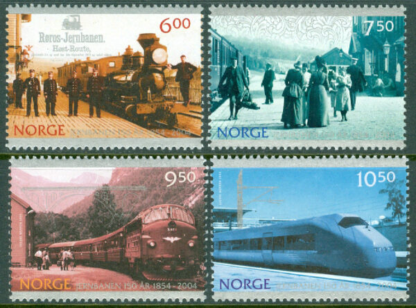 Norge - F 1540-1543 Norges järnväg 150 år, 4 kpl **