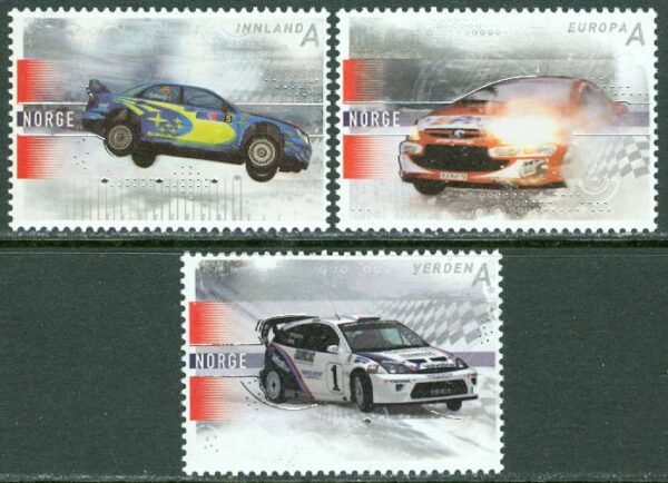 Norge - F 1632-1634 Motorsport - vinterrally, 3 kpl **