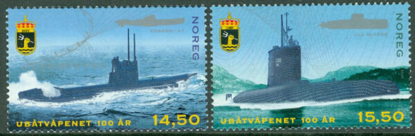 Norge - F 1722-1723 Ubåtsvapnet 100 år, 2 kpl **