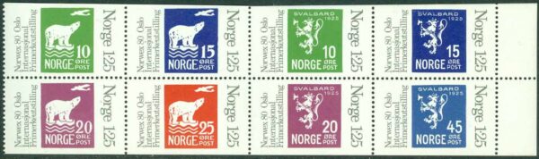 Norge - F  808-815 HBL "Norwex 80" I, komplett häftesblock **