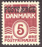 Danmark – F PF   18 Postfärjemärke 5 öre vinröd, 10 öre **