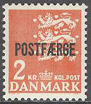 Danmark – F PF   44 Postfärjemärke 2 kr röd, märke **