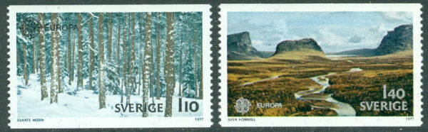 Sverige - F 1006-1007 Europa CEPT 1977, landskap, 2 kpl **