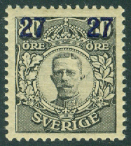 Sverige – F  104 Gustav V i medaljong 27 på 80 öre **