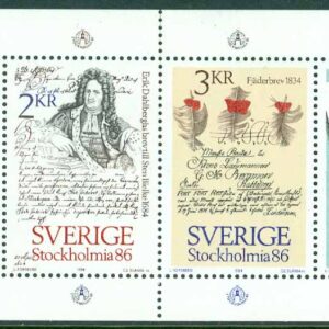 Sverige – F 1305-1308 Stockholmia 86 II, häftesblock kpl **