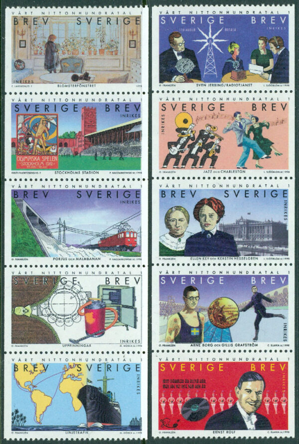 Sverige - F 2088-2097 Vårt 1900-tal 1: 1900-1938, 10 kpl **