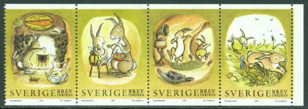 Sverige - F 2109-2112 Kaniner, 5-strip kpl **