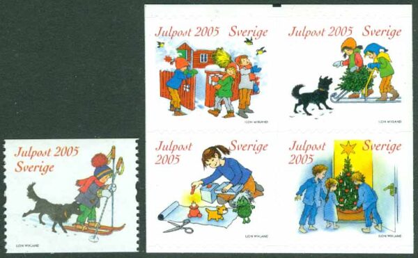 Sverige - F 2518-2522 Julpost inrikes post, 5 kpl **