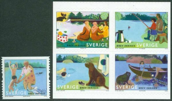 Sverige - F 2549-2553 Sommar vid insjön, 5 kpl **
